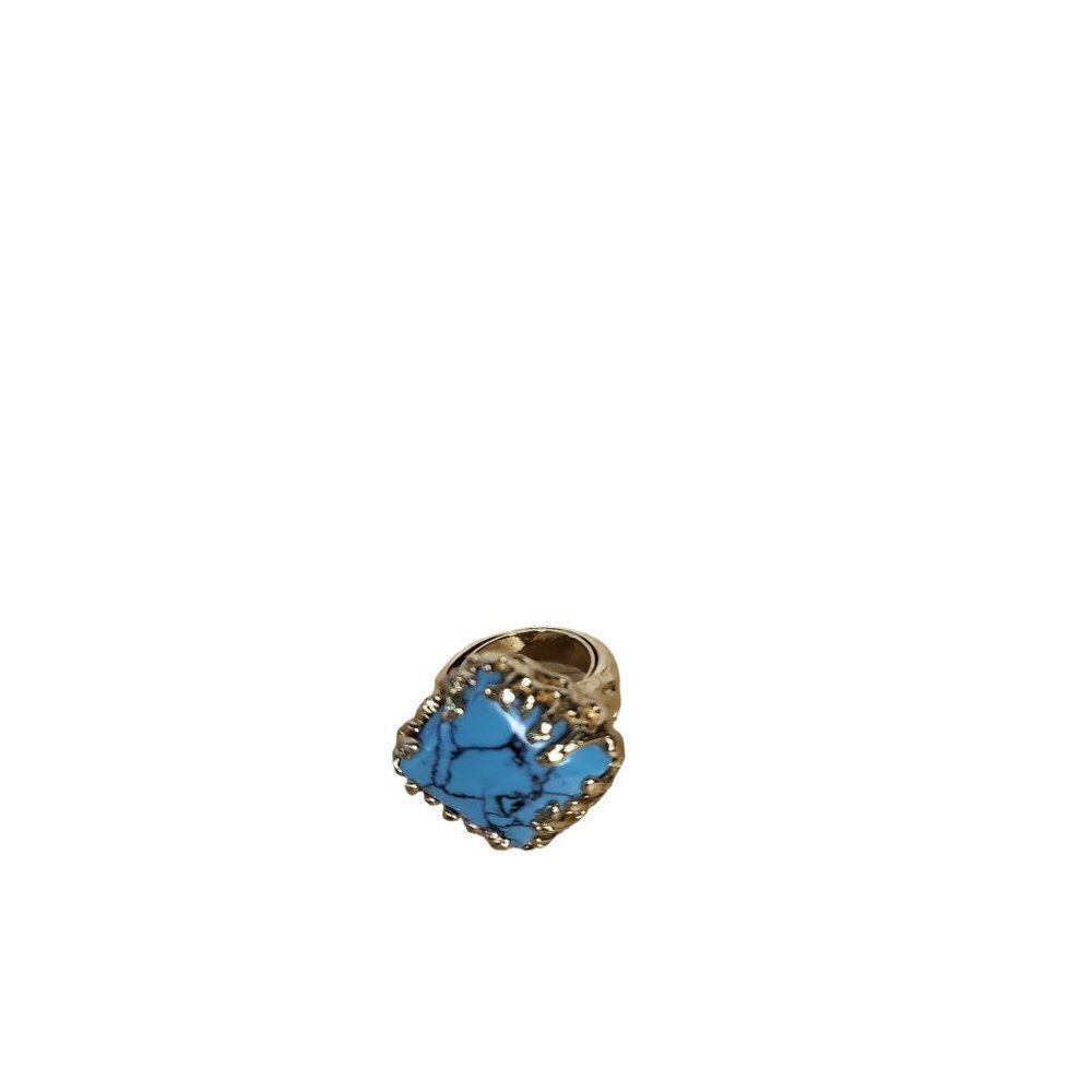 Coral Native American Wrapped Offset Square Simulated‎ Turquoise Ring
